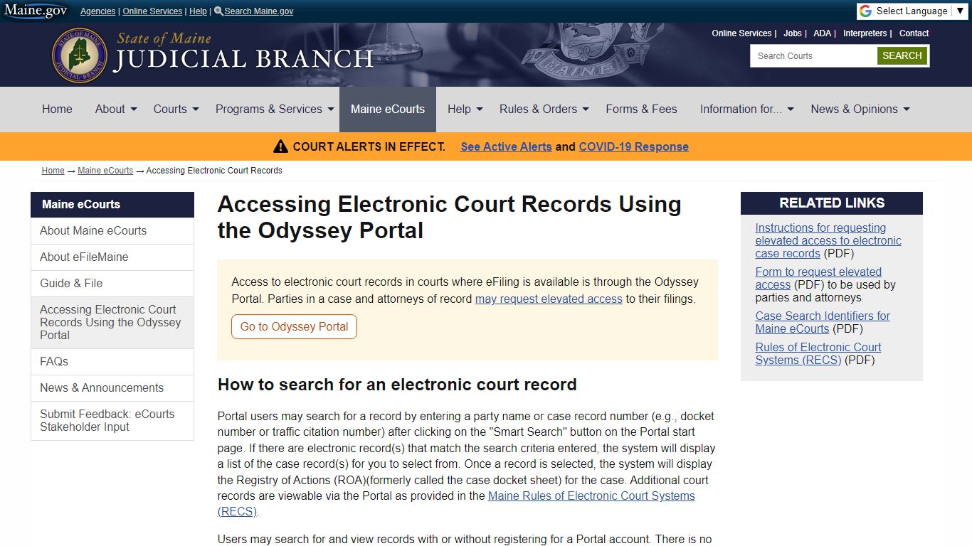 Accessing Electronic Court Records: State of Maine ...